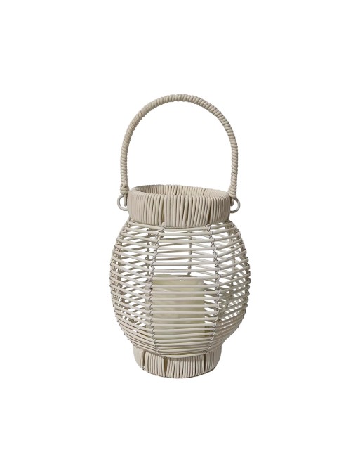 LÁMPARA O FAROLILLO DE 21 CM CON LUZ LED MODELO RATTAN BLANCA