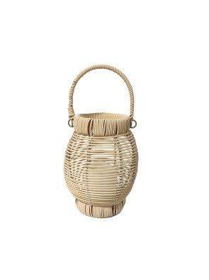LÁMPARA O FAROLILLO DE 21 CM CON LUZ LED MODELO RATTAN MADERA NATURAL