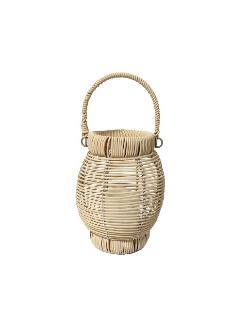 LAMPE DE 21 CM OU LANTERNE AVEC LUMIÈRE LED MODÈLE ROTIN BOIS NATUREL