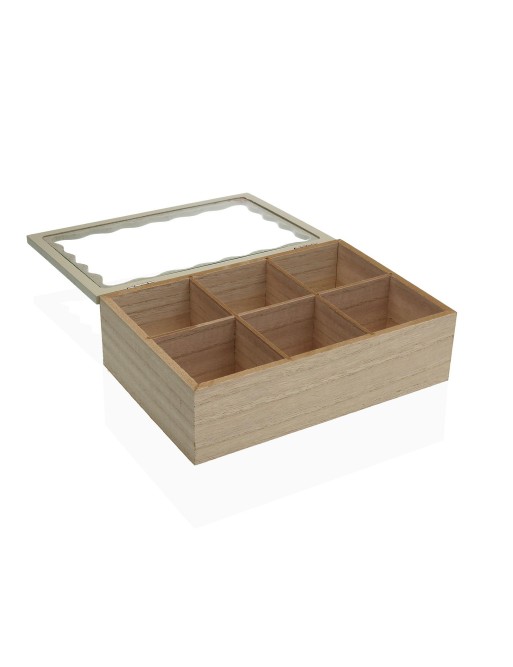 WEISSE TEESCHACHTEL AUS HOLZ MODELL WAVES