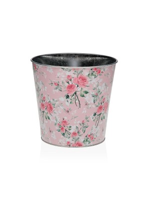 PINK METALLIC POT MODEL ROSES 16.5 CM
