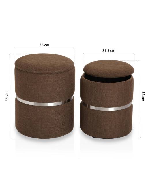 SET 2 BRAUNE PUFFS MIT AUFBEWAHRUNG MODELL JOHN