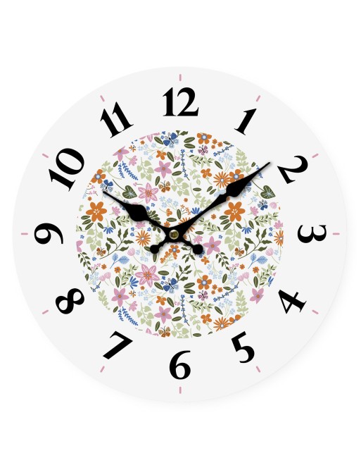 WALL CLOCK DIAMETER 29 CM MODEL PINK FLOWERS