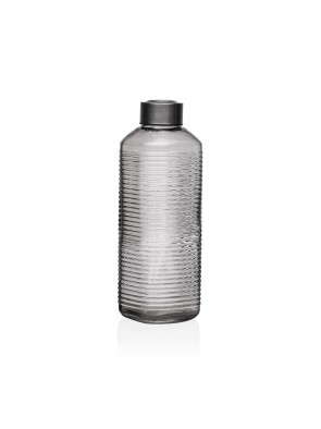 GRAU GESTREIFTE GLASFLASCHE MIT STAHLVERSCHLUSS 1000ML