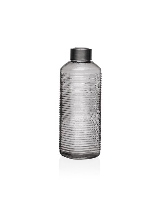 GRAU GESTREIFTE GLASFLASCHE MIT STAHLVERSCHLUSS 1000ML GRAU GESTREIFTE GLASFLASCHE MIT STAHLVERSCHLUSS 1000ML