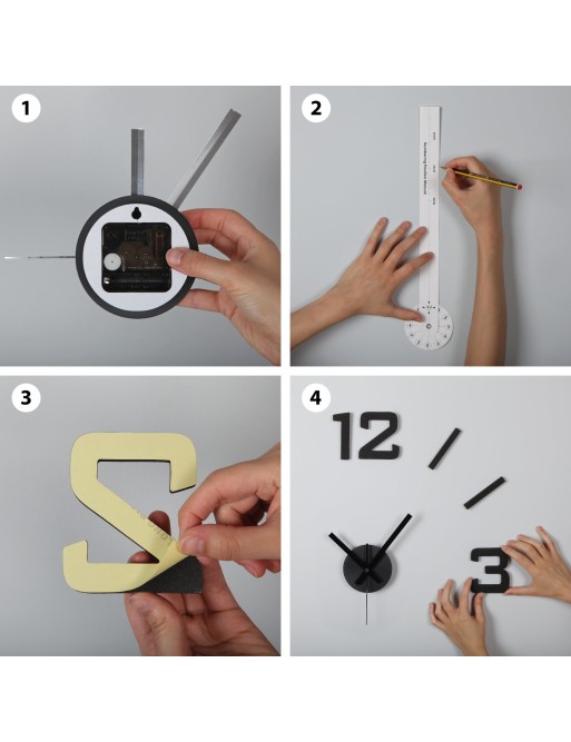 HORLOGE MURALE ADHÉSIVE NUMÉROTATION DU MODÈLE NOIR