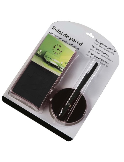 RELOJ ADHESIVO DE PARED MODELO NUMERACION NEGRO