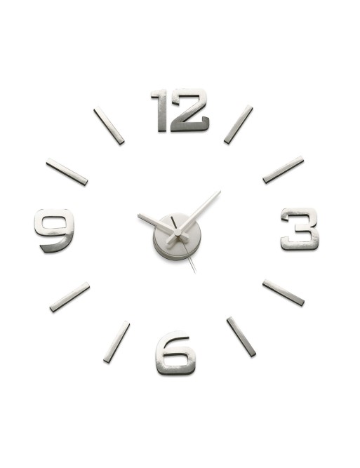 RELOJ ADHESIVO DE PARED MODELO NUMERACION PLATA