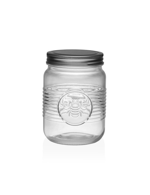 TARRO DE CRISTAL CAPACIDA 1000 ML CON TAPA DE LOGO ABEJA