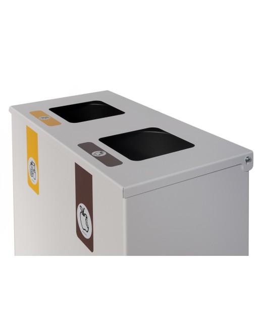 Papelera metálica de reciclaje de 2 residuos Papelera metálica de reciclaje de 2 residuos