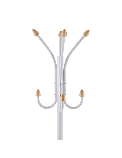 WHITE STANDING COAT RACK WITH WOODEN KNOBS ARROW MODEL