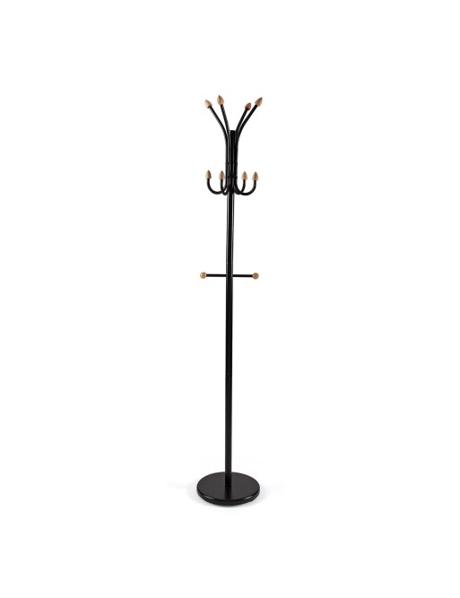BLACK STANDING COAT RACK WITH ARROW MODEL WOODEN KNOBS