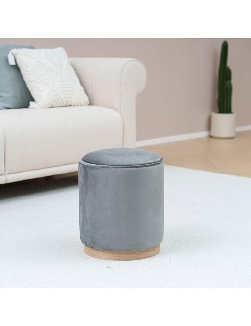 PUFF MIT ABLAGE UND TABLETT MODELL VELVET GRAY PUFF MIT ABLAGE UND TABLETT MODELL VELVET GRAY