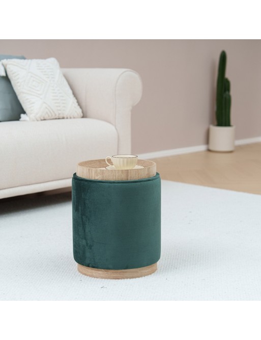PUFF MIT ABLAGE UND TABLETT MODELL VELVET GREEN