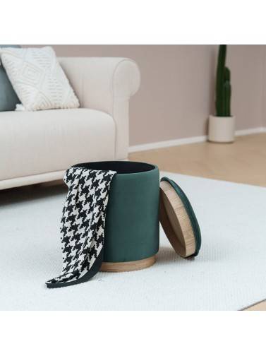 HOUPPETTE AVEC RANGEMENT ET PLATEAU MODÈLE VELVET GREEN