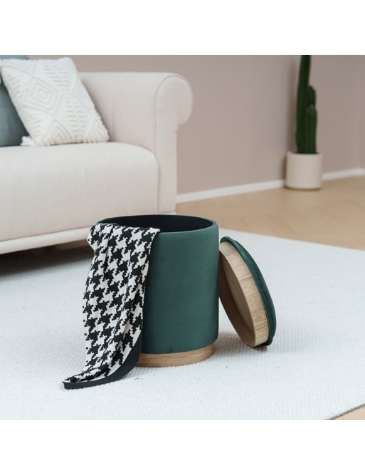 PUFF MIT ABLAGE UND TABLETT MODELL VELVET GREEN