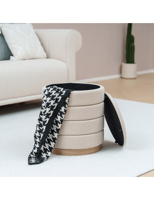 BEIGE RING MODEL STORAGE PUFF