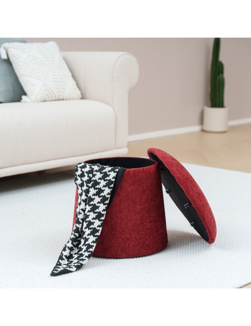 POUF AVEC RANGEMENT MODÈLE CHAMPIGNON ROUGE