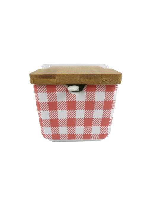 VICHY ROUGE ZUCKERDOSE MIT BAMBUSDECKEL