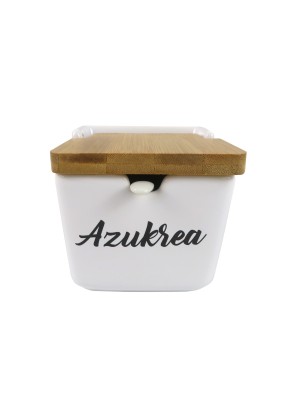 SUCRIER BLANC MODÈLE AZUKREA AVEC COUVERCLE EN BAMBOU