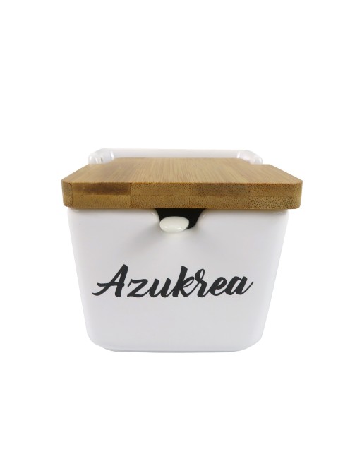 AZUCARERO BLANCO CON TAPA DE BAMBÚ MODELO AZUKREA