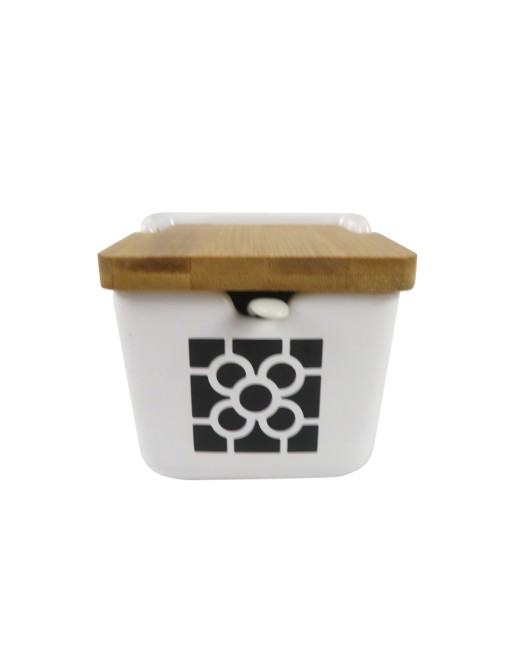 SUGAR BOWL WITH BAMBOO LID MOSAIC MODEL FROM BILBAO SUGAR BOWL WITH BAMBOO LID MOSAIC MODEL FROM BILBAO