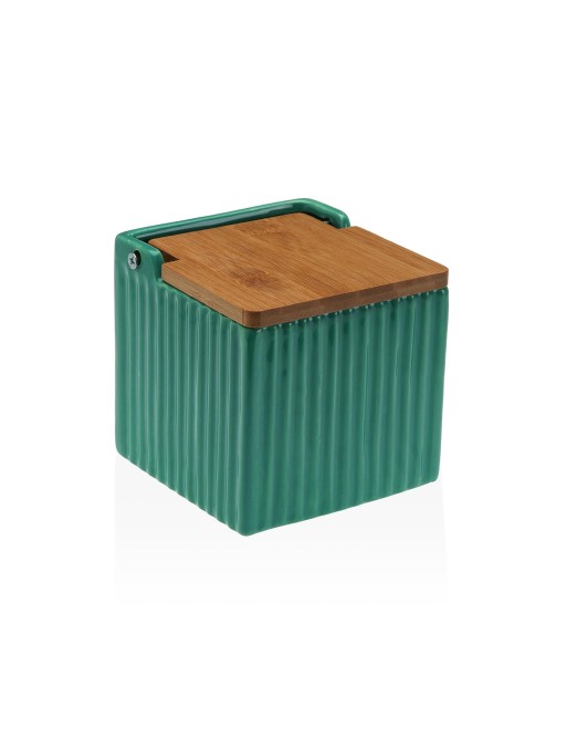 SALIÈRE CARRÉE RAYÉE VERT TURQUOISE