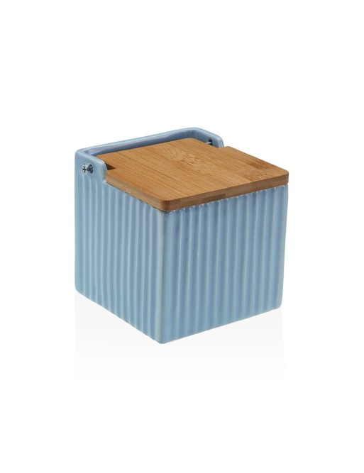 SALIÈRE CARRÉE MODÈLE RAYURES BLEU PASTEL