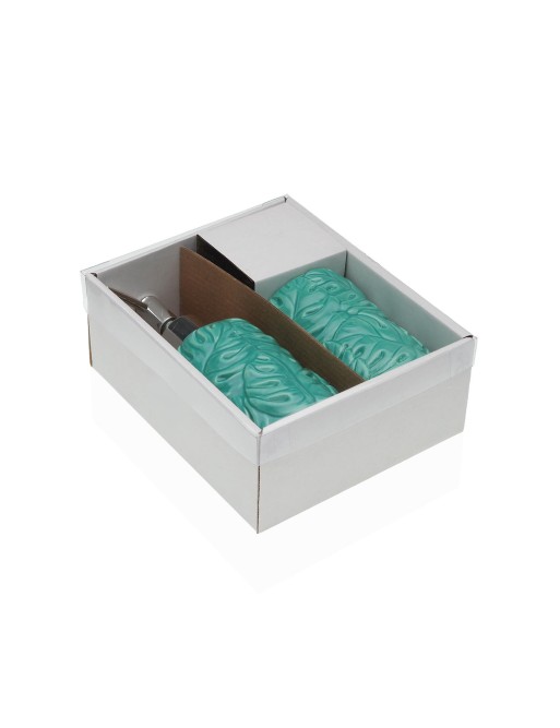 SET DE BAÑO CON 2 PIEZAS MODELO HOJAS VERDES