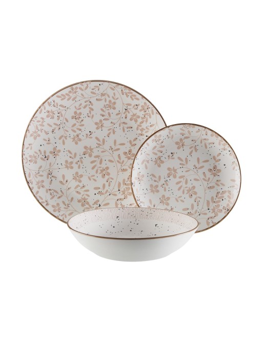GESCHIRRSET MIT 18 TEILEN BEIGE BLUMEN MODELL GESCHIRRSET MIT 18 TEILEN BEIGE BLUMEN MODELL