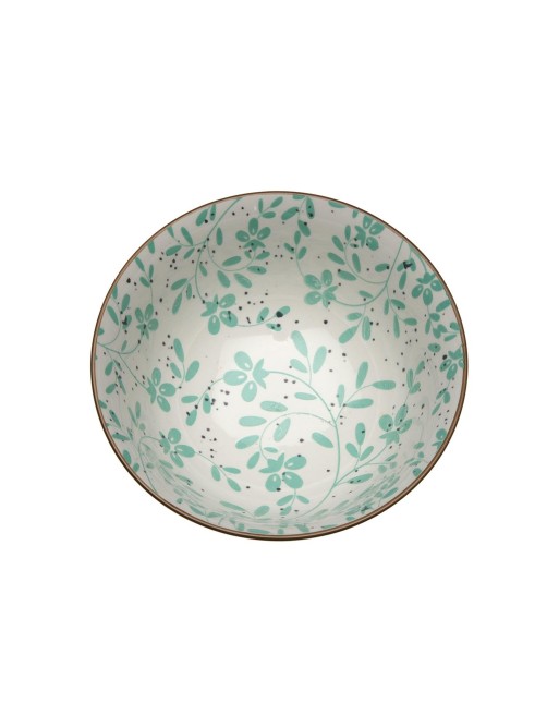 BOL EN PORCELAINE MODÈLE FLEURS TURQUOISE