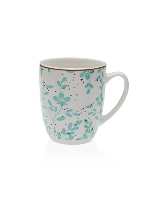 TURQUOISE FLOWERS MODEL MUG OR BREAKFAST MUG TURQUOISE FLOWERS MODEL MUG OR BREAKFAST MUG