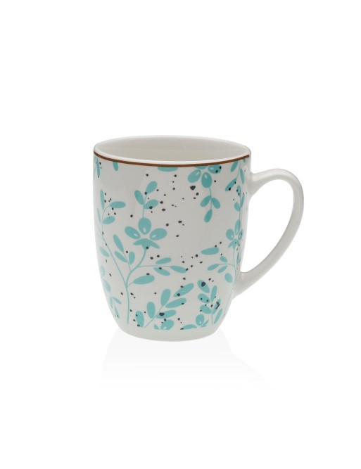MUG MODÈLE FLEURS TURQUOISE OU MUG PETIT DÉJEUNER