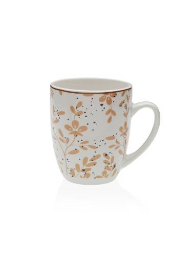 MUG O TAZA DE DESAYUNO MODELO FLORES BEIGE