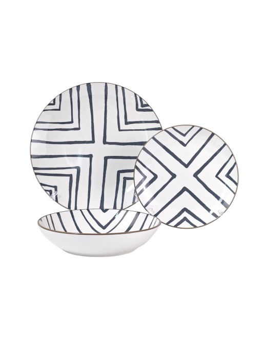 VAJILLA DE 18 PIEZAS MODELO ZENIS GRIS