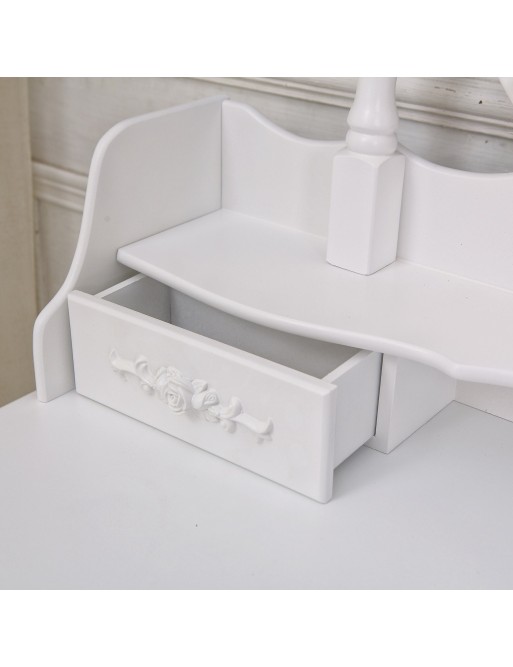 SCHMINKTISCH MIT HOCKER UND LED-LEUCHTEN MODELL CHARM WEISS