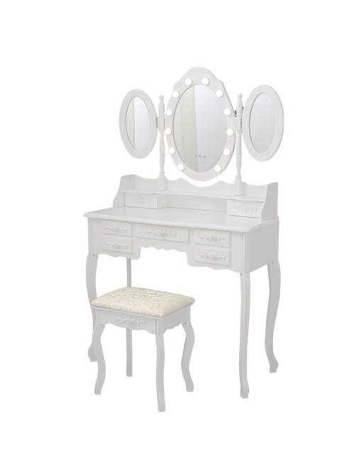 DRESSING TABLE WITH STOOL AND LED LIGHTS MODEL PALACIO WHITE DRESSING TABLE WITH STOOL AND LED LIGHTS MODEL PALACIO WHITE