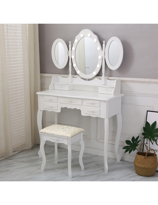 DRESSING TABLE WITH STOOL AND LED LIGHTS MODEL PALACIO WHITE DRESSING TABLE WITH STOOL AND LED LIGHTS MODEL PALACIO WHITE