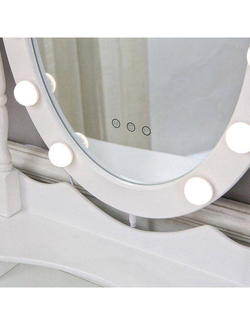 DRESSING TABLE WITH STOOL AND LED LIGHTS MODEL PALACIO WHITE DRESSING TABLE WITH STOOL AND LED LIGHTS MODEL PALACIO WHITE
