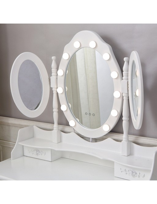 DRESSING TABLE WITH STOOL AND LED LIGHTS MODEL PALACIO WHITE DRESSING TABLE WITH STOOL AND LED LIGHTS MODEL PALACIO WHITE