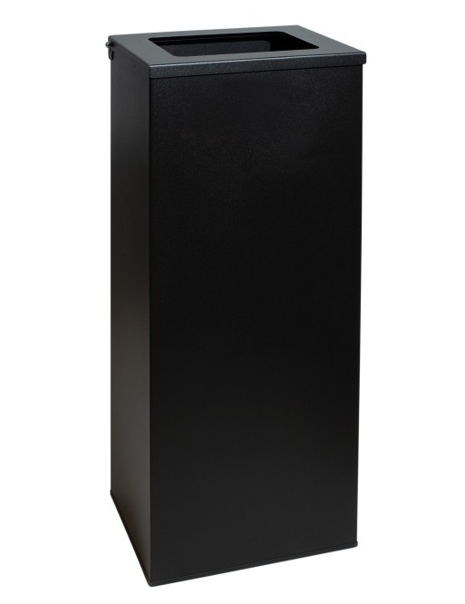 Poubelle de recyclage en métal noir 76 litres avec couvercle noir et autocollant de recyclage Poubelle de recyclage en métal noir 76 litres avec couvercle noir et autocollant de recyclage