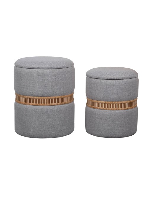 LOT DE 2 HOUPPETTES AVEC RANGEMENT MODÈLE GRIS AVEC ANNEAU EN BAMBOU
