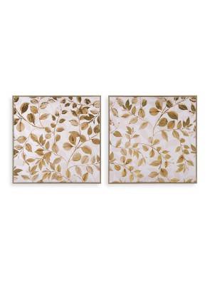 LEINWAND GERAHMT MIT BLATTMODELL BLÄTTER 50x50 CM