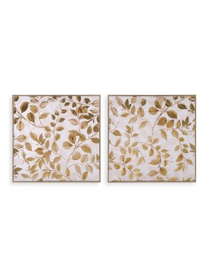 TOILE ENCADRÉE AVEC FEUILLE MODÈLE FEUILLES 50x50 CM