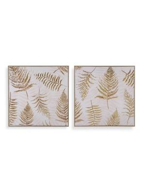 LIENZO ENMARCADO CON LÁMINA MODELO HELECHO 50x50 CM