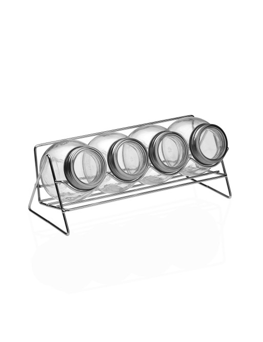 SET DE 4 BOTES ESPECIEROS DE CRISTAL CON SOPORTE SET DE 4 BOTES ESPECIEROS DE CRISTAL CON SOPORTE