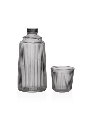 GLASS BOTTLE WITH GLASS MODEL BLACK STRIPED