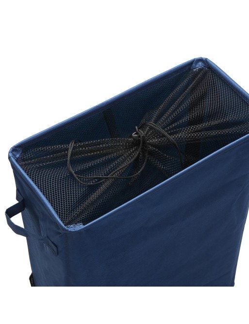 LAUNDRY BASKET WITH NAVY BLUE MESH COVER