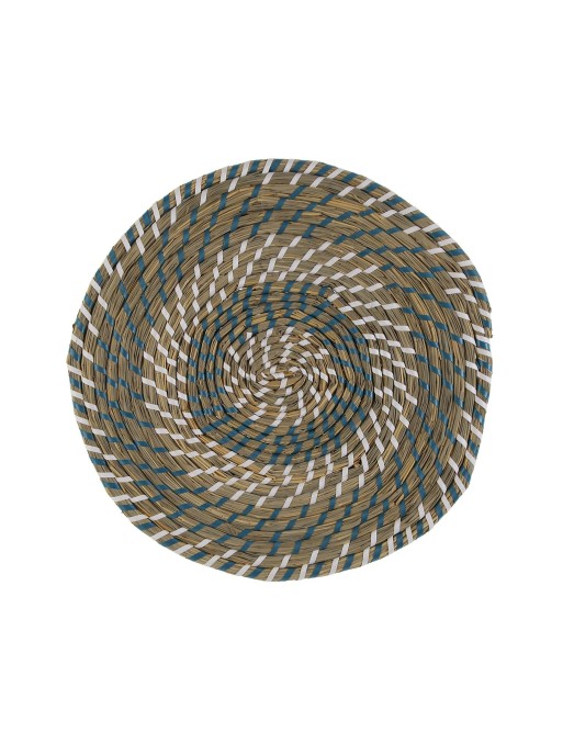 NAPPE INDIVIDUELLE MODÈLE NATUREL BLANC ET BLEU 38 CM