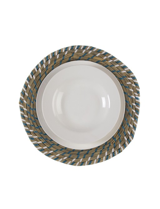 INDIVIDUAL TABLECLOTH MODEL NATURAL WHITE AND BLUE 38 CM